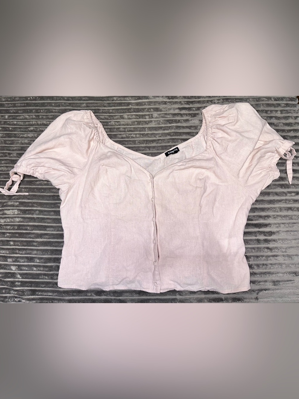 Express Blush Pink Peasant Puff Sleeve Blouse